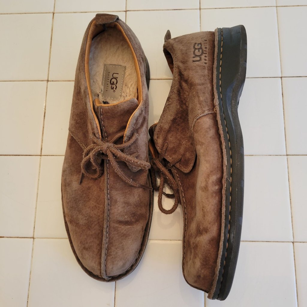 Ugg 11.5 Brown Leather Oxford Comfort Shoes Lace Up 5531 Split Toe Preppy